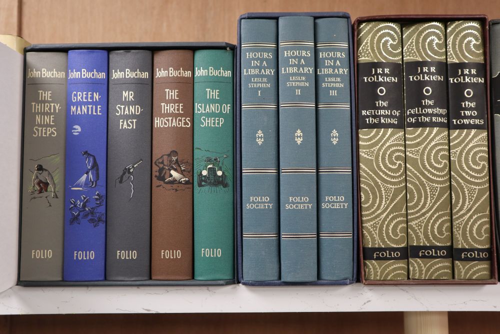 Folio Society, English Classics - Buchan, John, 5 vols, in slip case, Stephen Leslie - Hours in a Library, 3 vols, in slip case, Tolkei